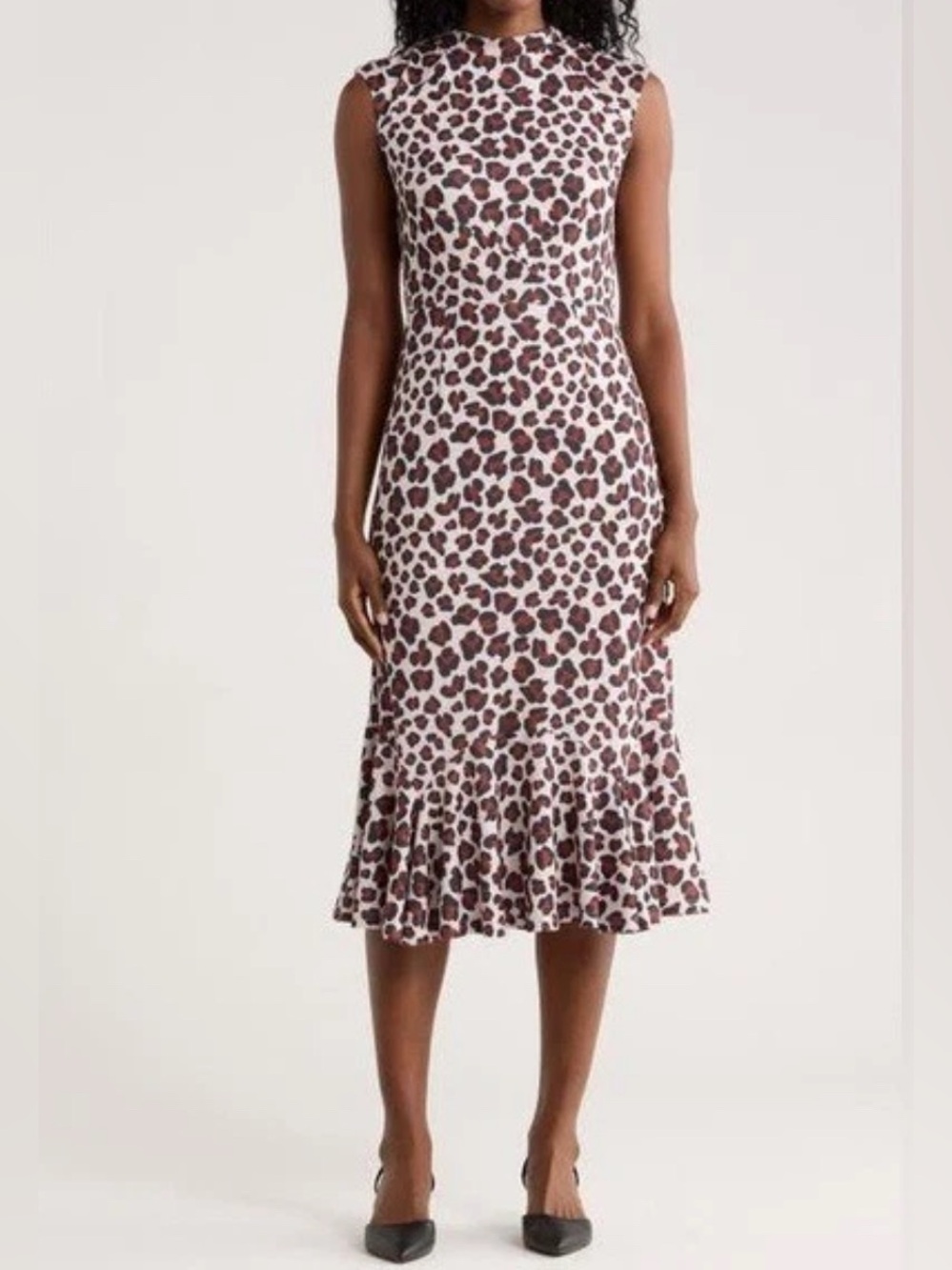 NWT Hutch Kari Leopard-Print Midi Dress with Ruffle Hem Size Medium #Summerdress